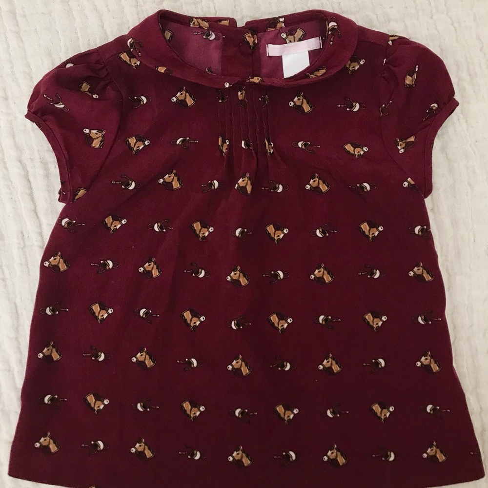 Janie and Jack girls horse shirt blouse top collared buttoned